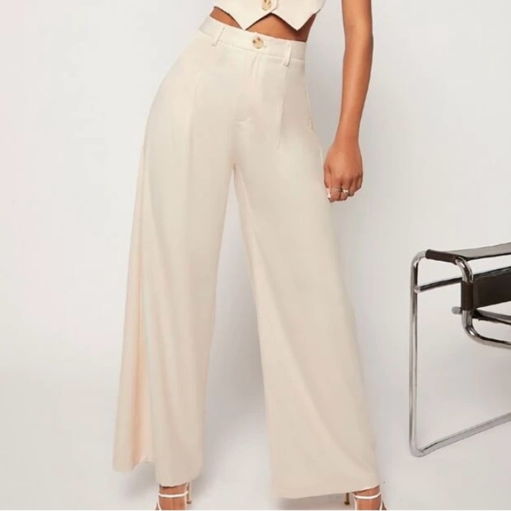 Elegant Cream Wide-Leg Pants